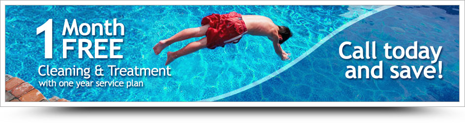 Pool Service Plus One month free with one year contract banner